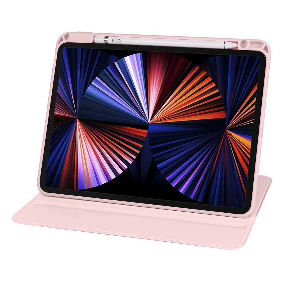 iPad Pro 12.9" (2022 / 2021 / 2020 / 2018) Hybrid Flip Cover Apple Pencil Holder - Lyserød / Gennemsigtig