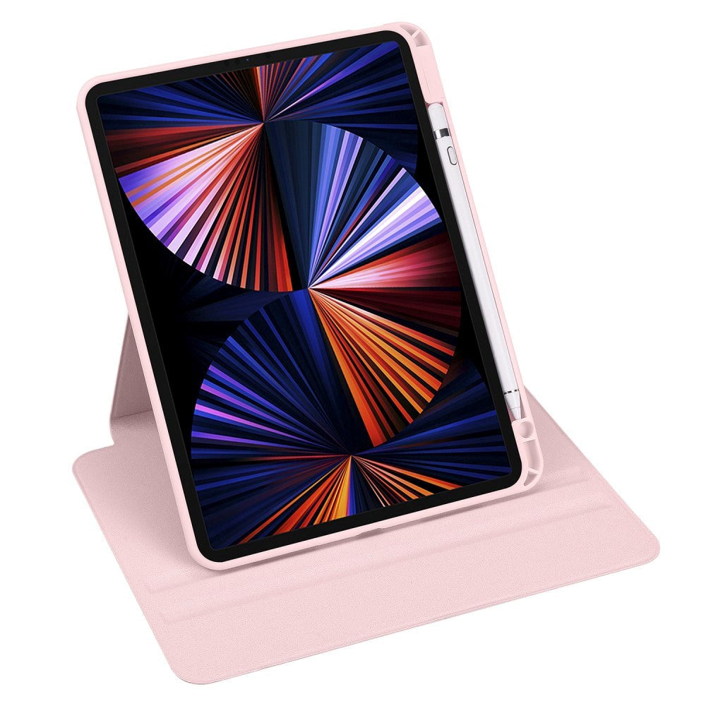 iPad Pro 12.9" (2022 / 2021 / 2020 / 2018) Hybrid Flip Cover Apple Pencil Holder - Lyserød / Gennemsigtig