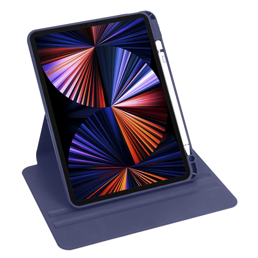 iPad Pro 12.9" (2022 / 2021 / 2020 / 2018) Hybrid Flip Cover Apple Pencil Holder - Mørkeblå / Gennemsigtig