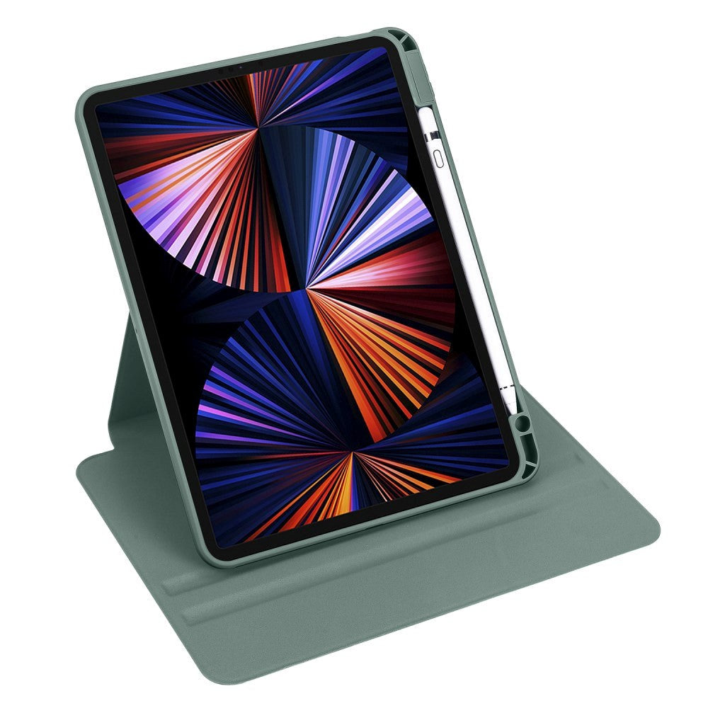 iPad Pro 12.9" (2022 / 2021 / 2020 / 2018) Hybrid Flip Cover Apple Pencil Holder - Grøn / Gennemsigtig