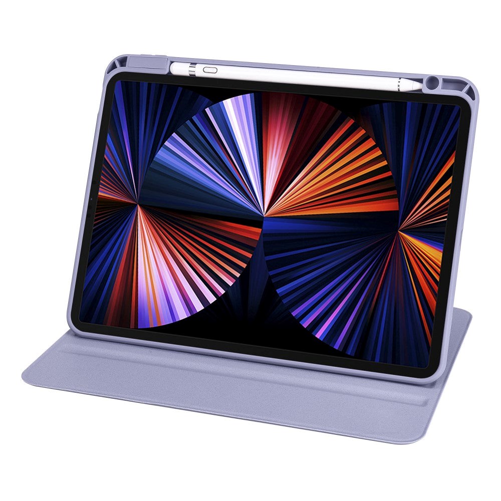 iPad Pro 12.9" (2022 / 2021 / 2020 / 2018) Hybrid Flip Cover Apple Pencil Holder - Lilla / Gennemsigtig