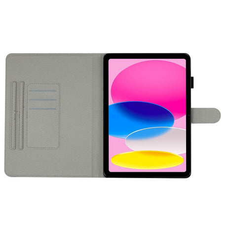 iPad 10.9" (2022) Læder Flip Cover m. Farvede Prikker - Hvid / Sort