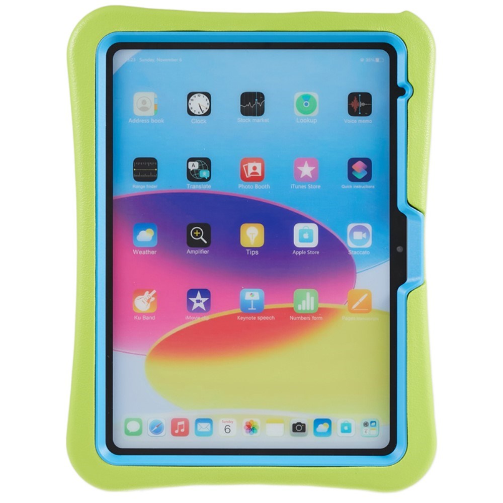 EIDERWOOD iPad 11" (2025) / 10.9" (2024 / 2022) Børne Cover m. Roterbar Ståfunktion - Lysegrøn / Blå