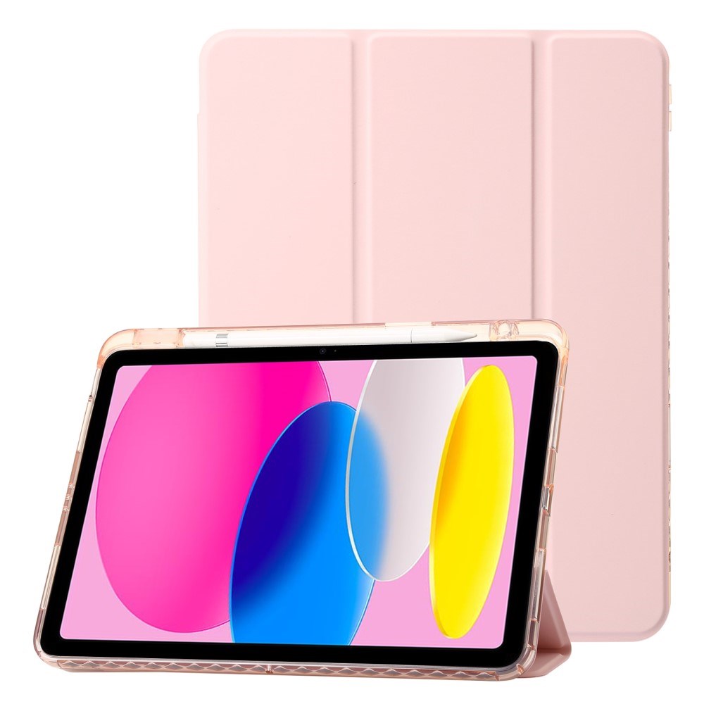 EIDERWOOD iPad 10.9" (2022) Tri-Fold Kunst Læder Flip Cover m. Apple Pencil Holder - Lyserød