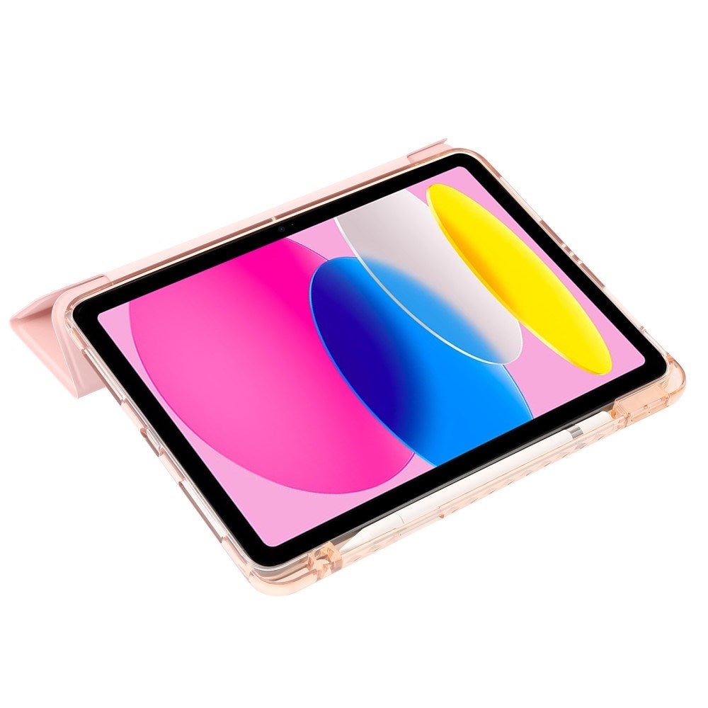 EIDERWOOD iPad 10.9" (2022) Tri-Fold Kunst Læder Flip Cover m. Apple Pencil Holder - Lyserød