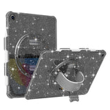 iPad 10.2" (2021 / 2020 / 2019) Hårdt Plastik Bagside Cover m. Håndholder, Kickstand & Skulderstrop - Gennemsigtig / Glitter Sort