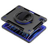 EIDERWOOD iPad Air 10.9-11" (2025-2020) / Pro 11" (2022-2018) Håndværker Cover m. Beskyttelsesfilm & Håndholder - Sort / Koboltblå