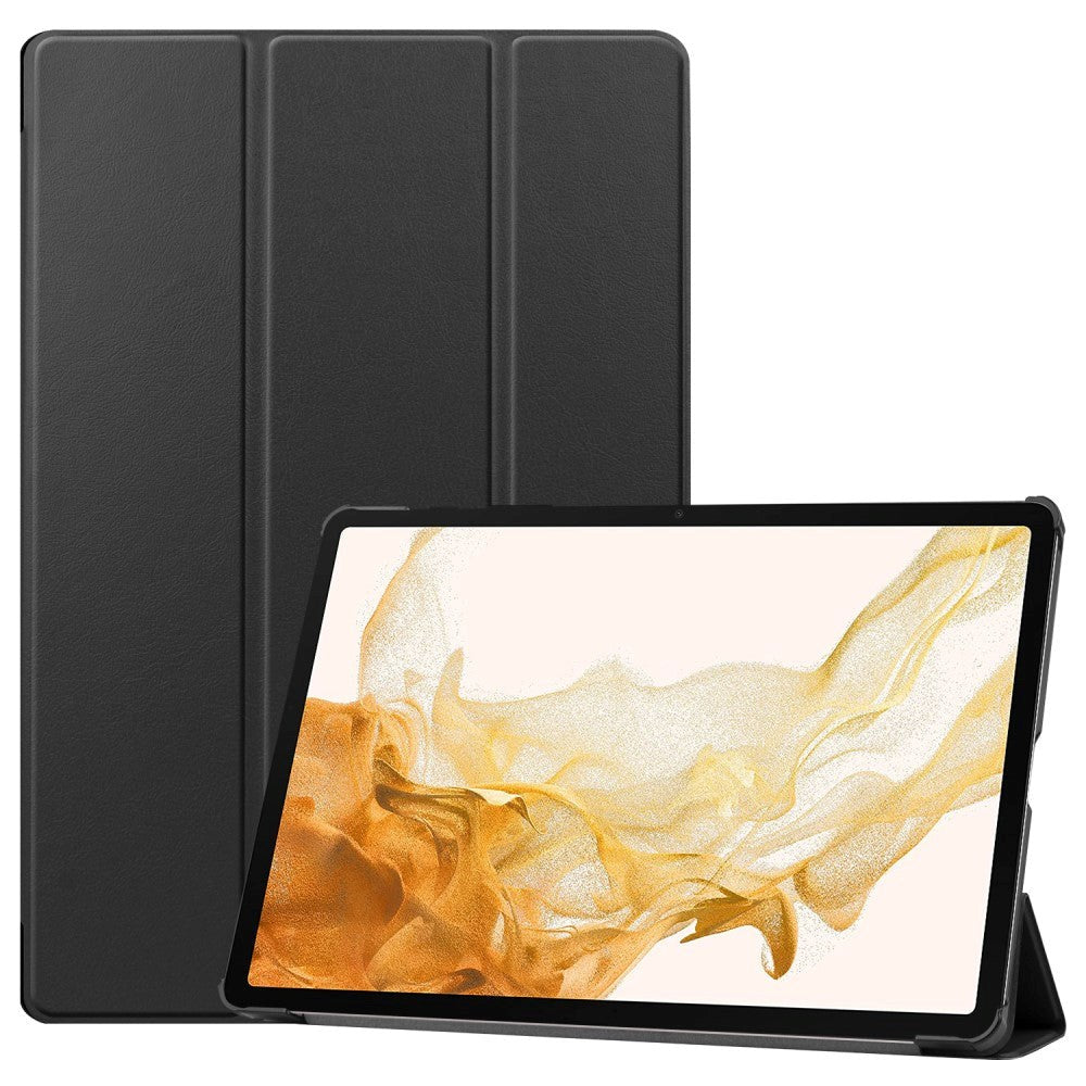 Samsung Galaxy Tab S9+ (Plus) Tri-Fold Læder Flip Cover m. Pencil Holder - Sort