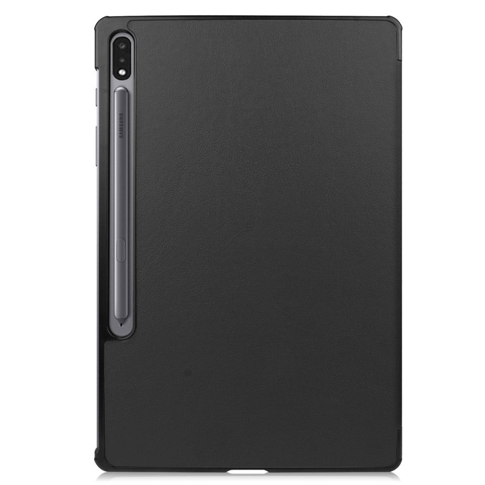 Samsung Galaxy Tab S9+ (Plus) Tri-Fold Læder Flip Cover m. Pencil Holder - Sort