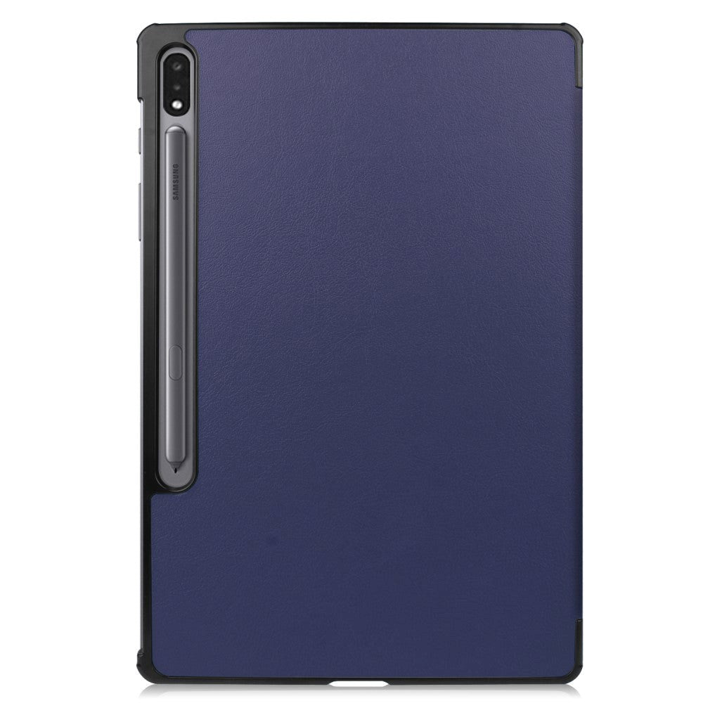 Samsung Galaxy Tab S9+ (Plus) Tri-Fold Læder Flip Cover m. Pencil Holder - Mørkeblå