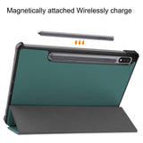 Samsung Galaxy Tab S9+ (Plus) Tri-Fold Læder Flip Cover m. Pencil Holder - Mørkegrøn