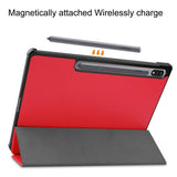 Samsung Galaxy Tab S9+ (Plus) Tri-Fold Læder Flip Cover m. Pencil Holder - Rød