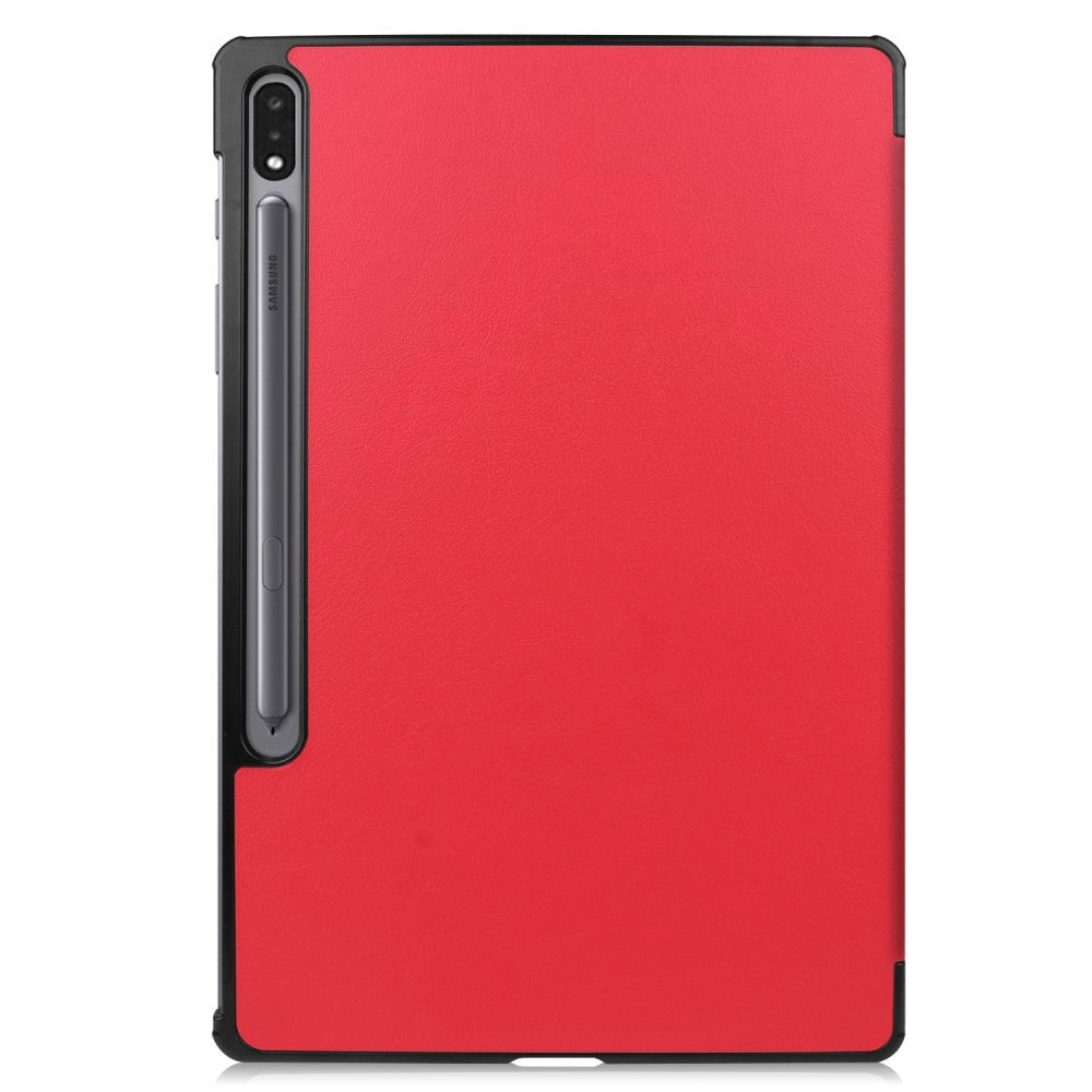 Samsung Galaxy Tab S9+ (Plus) Tri-Fold Læder Flip Cover m. Pencil Holder - Rød