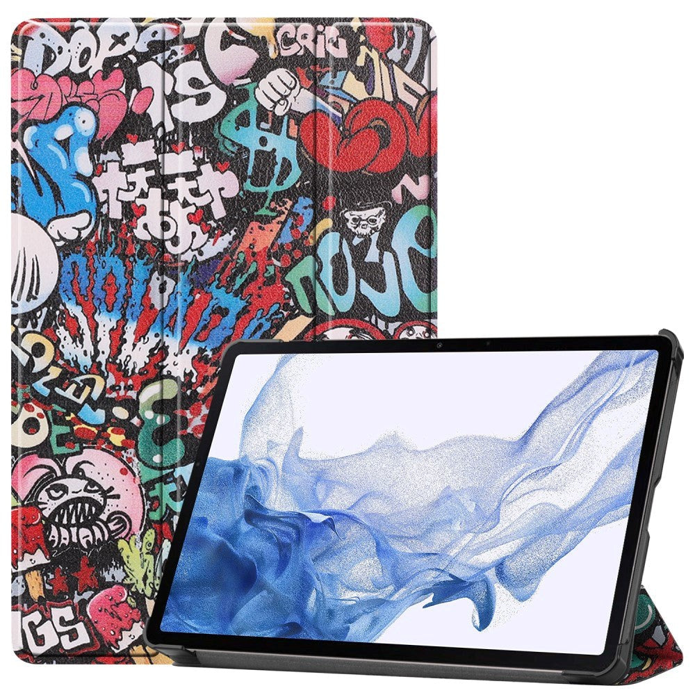 Samsung Tab S9 Imiteret Læder Flip Cover - Graffiti