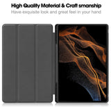 Samsung Galaxy Tab S9 Ultra Tri-Fold Læder Flip Cover m. Standerfunktion & Pencil Holder - Sort