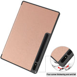 Samsung Galaxy Tab S9 Ultra Tri-Fold Læder Flip Cover m. Standerfunktion & Pencil Holder - Rose Gold