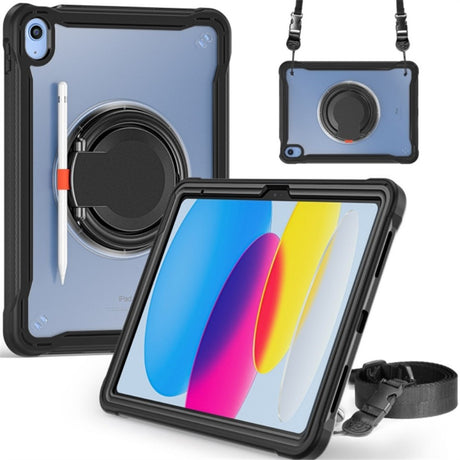 iPad 11" (2025) / iPad 10.9" (2024/2022) Håndværker Bagside Cover m. Håndholder & Kickstand - Gennemsigtig / Sort