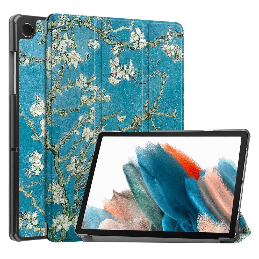 Samsung Galaxy Tab A9 Tri-Fold Kunstlæder Flip Cover m. Vågeblus Funktion - Blomstergrene