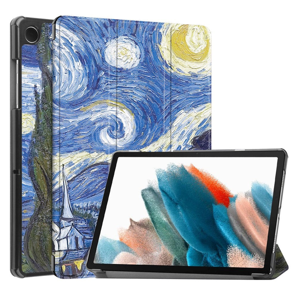 Samsung Galaxy Tab A9 Tri-Fold Kunstlæder Flip Cover m. Vågeblus Funktion - Maleri