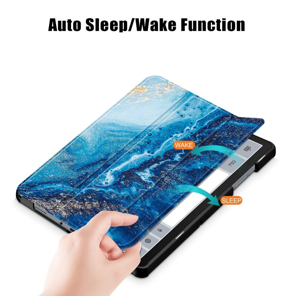 Samsung Galaxy Tab A9+ (Plus) Tri-Fold Kunstlæder Flip Cover m. Vågeblus Funktion - Vand