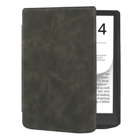 PocketBook InkPad 4 Læder Flip Cover m. Vågeblus Funktion - Sort