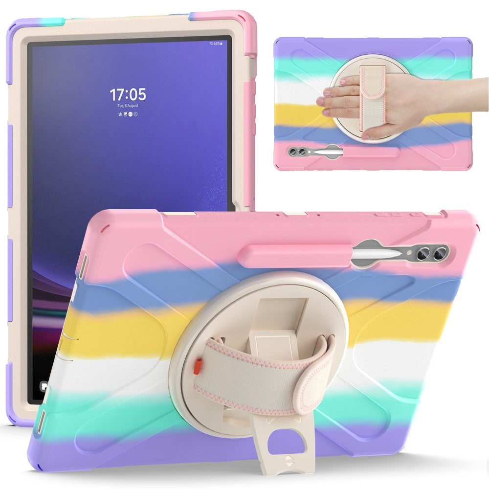 Samsung Galaxy Tab S9 Ultra / S8 Ultra Håndværker Bagside Cover m. Håndholder, Kickstand & Pencil Holder - Multi