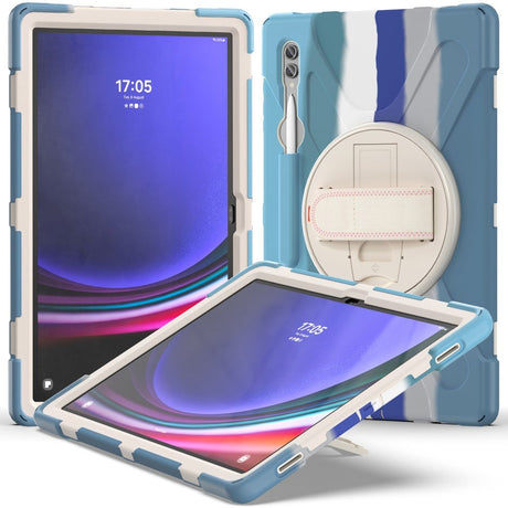 Samsung Galaxy Tab S9 Ultra / S8 Ultra Håndværker Bagside Cover m. Håndholder, Kickstand & Pencil Holder - Multi / Blå