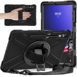 Samsung Galaxy Tab S9+ / S8+ / S7+ (Plus) / S7 FE Håndværker Bagside Cover m. Håndholder, Kickstand, Pencil Holder & Skulderstrop - Sort