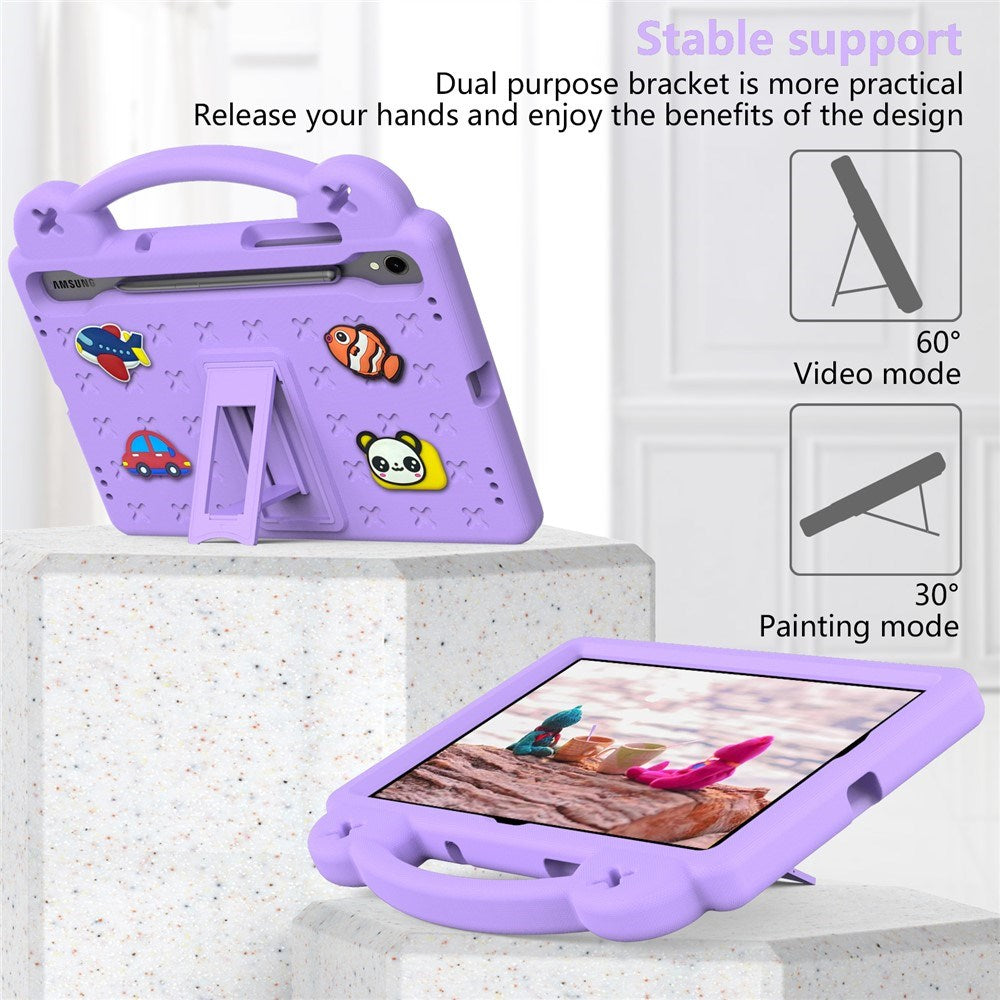 EIDERWOOD Samsung Galaxy Tab S11 / S10 Lite / S10 FE / S9 FE / S9 / S8 / S7 - Børne Cover m. Kickstand & Håndtag - Lilla