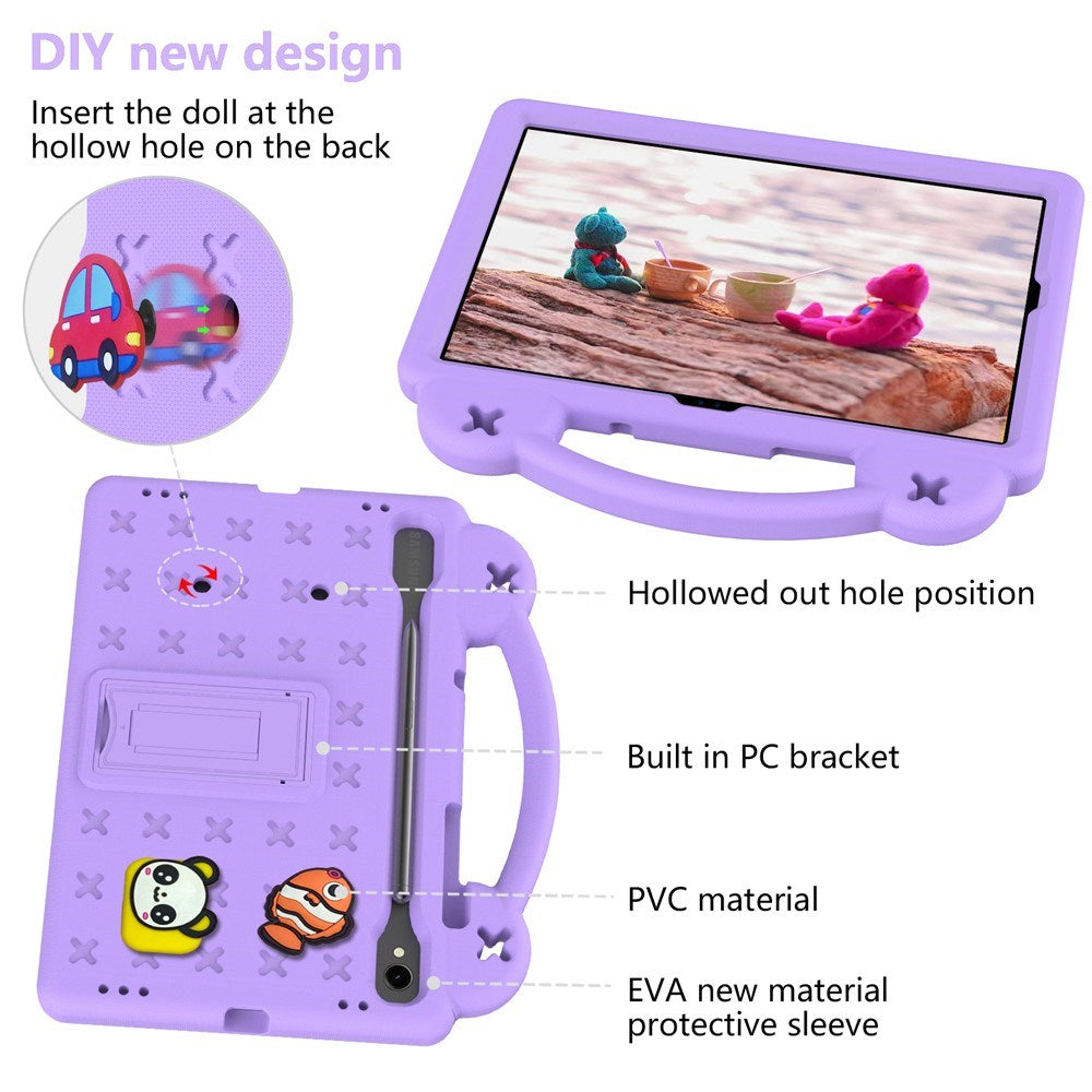 EIDERWOOD Samsung Galaxy Tab S11 / S10 Lite / S10 FE / S9 FE / S9 / S8 / S7 - Børne Cover m. Kickstand & Håndtag - Lilla