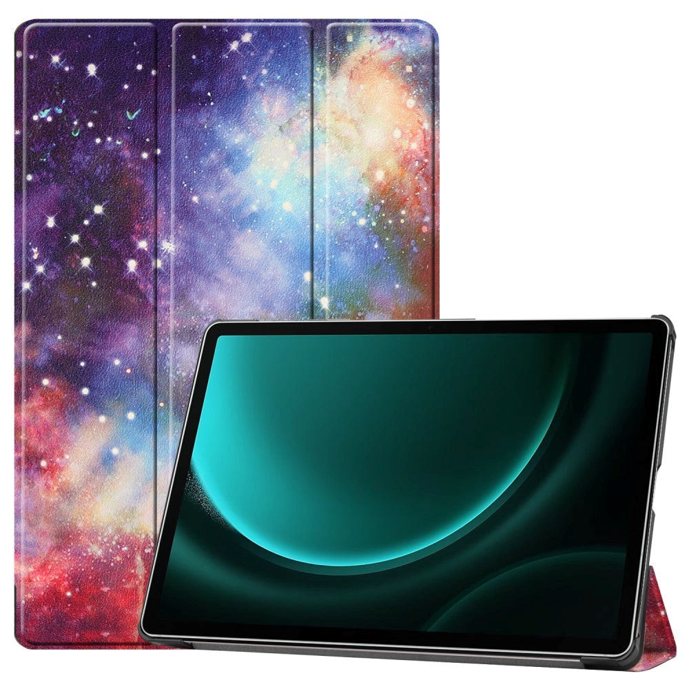 Samsung Galaxy Tab S9 FE+ (Plus) Tri-Fold Kunstlæder Flip Cover m. Pen Holder - Galakse