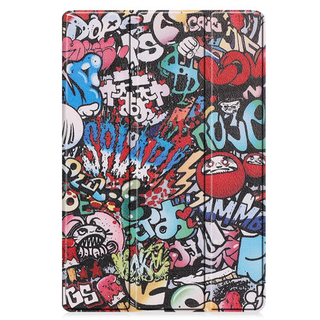 Samsung Galaxy Tab S9 FE+ (Plus) Tri-Fold Kunstlæder Flip Cover m. Pen Holder - Graffiti