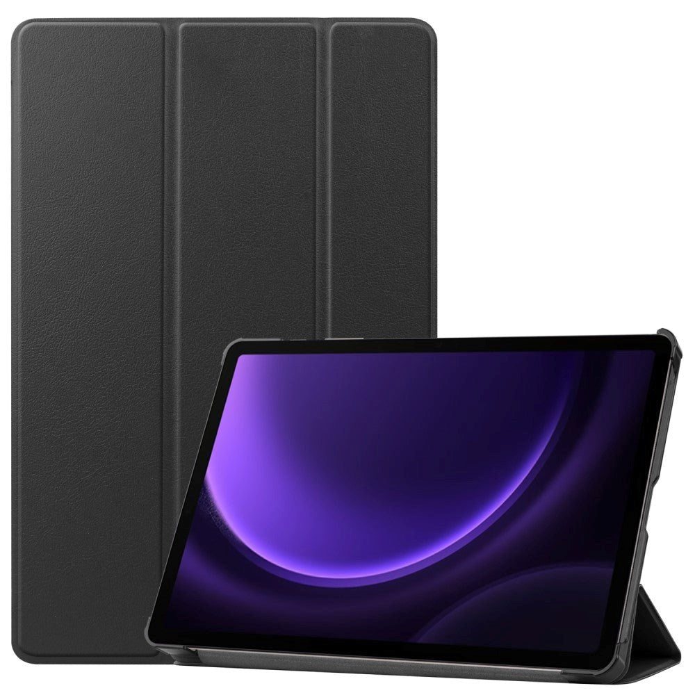 Samsung Galaxy Tab S9 FE Tri-Fold Læder Flip Cover m. Standerfunktion - Sort