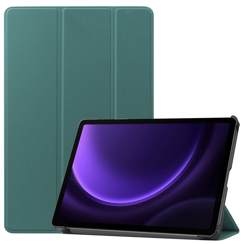 Samsung Galaxy Tab S9 FE Tri-Fold Læder Flip Cover m. Standerfunktion - Mørkegrøn