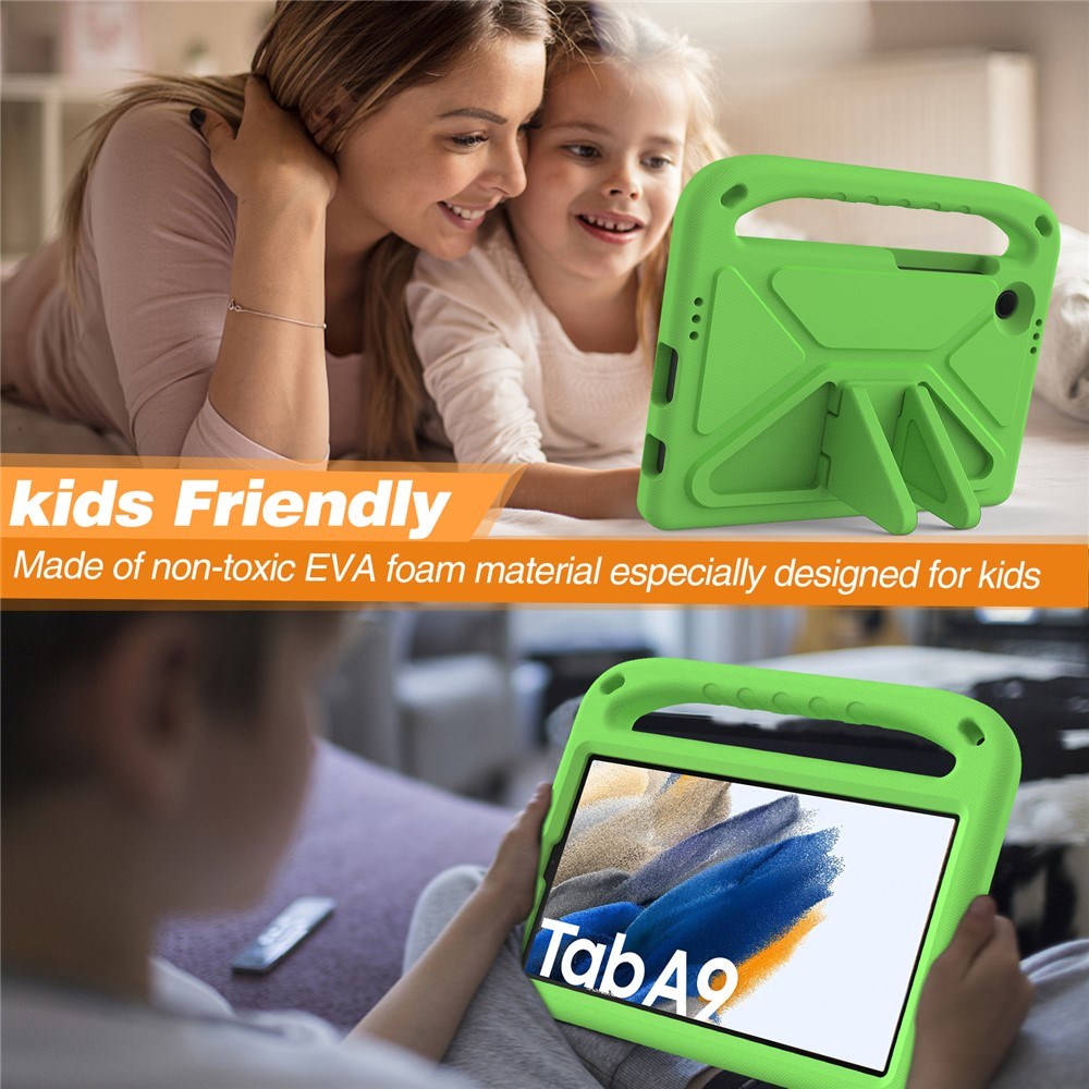 EIDERWOOD Samsung Galaxy Tab A11 / A9 Børnecover med Kickstand og Håndtag - Grøn