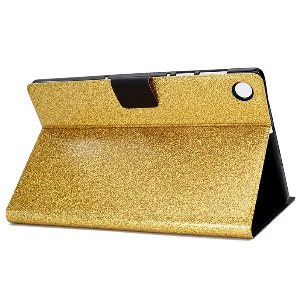 Samsung Galaxy Tab A9 Glitter Cover m. Flipstander & Kortholder - Guld Glitter