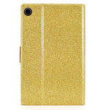 Samsung Galaxy Tab A9 Glitter Cover m. Flipstander & Kortholder - Guld Glitter