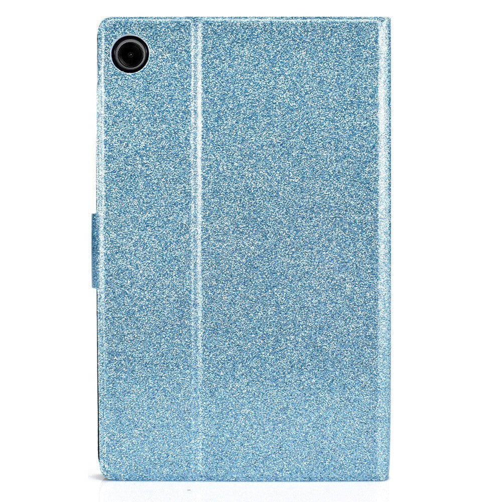 Samsung Galaxy Tab A9 Glitter Cover m. Flipstander & Kortholder - Glitter Blue