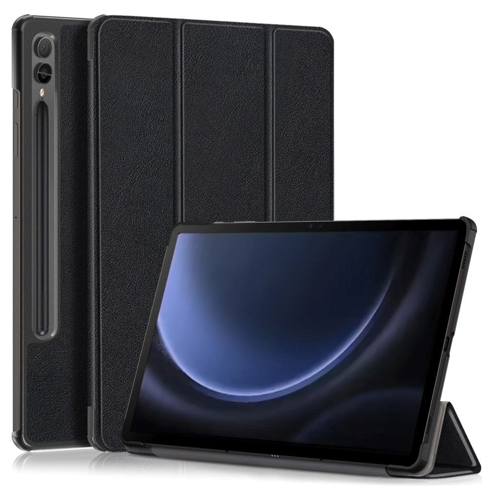 Samsung Galaxy Tab S9 FE + (Plus) Tri-Fold Læder Flip Cover m. Standerfunktion - Sort