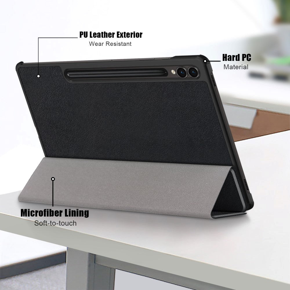 Samsung Galaxy Tab S9 FE + (Plus) Tri-Fold Læder Flip Cover m. Standerfunktion - Sort