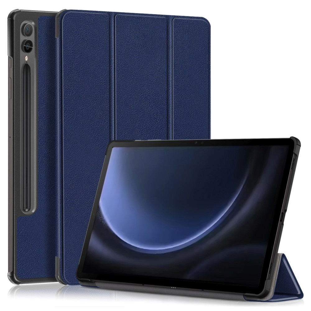 Samsung Galaxy Tab S9 FE + (Plus) Tri-Fold Læder Flip Cover m. Standerfunktion - Blå