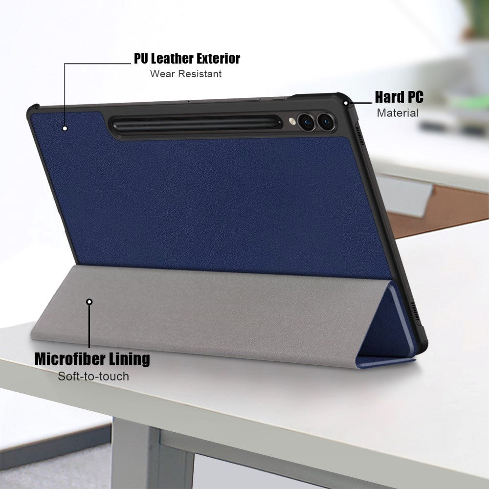 Samsung Galaxy Tab S9 FE + (Plus) Tri-Fold Læder Flip Cover m. Standerfunktion - Blå