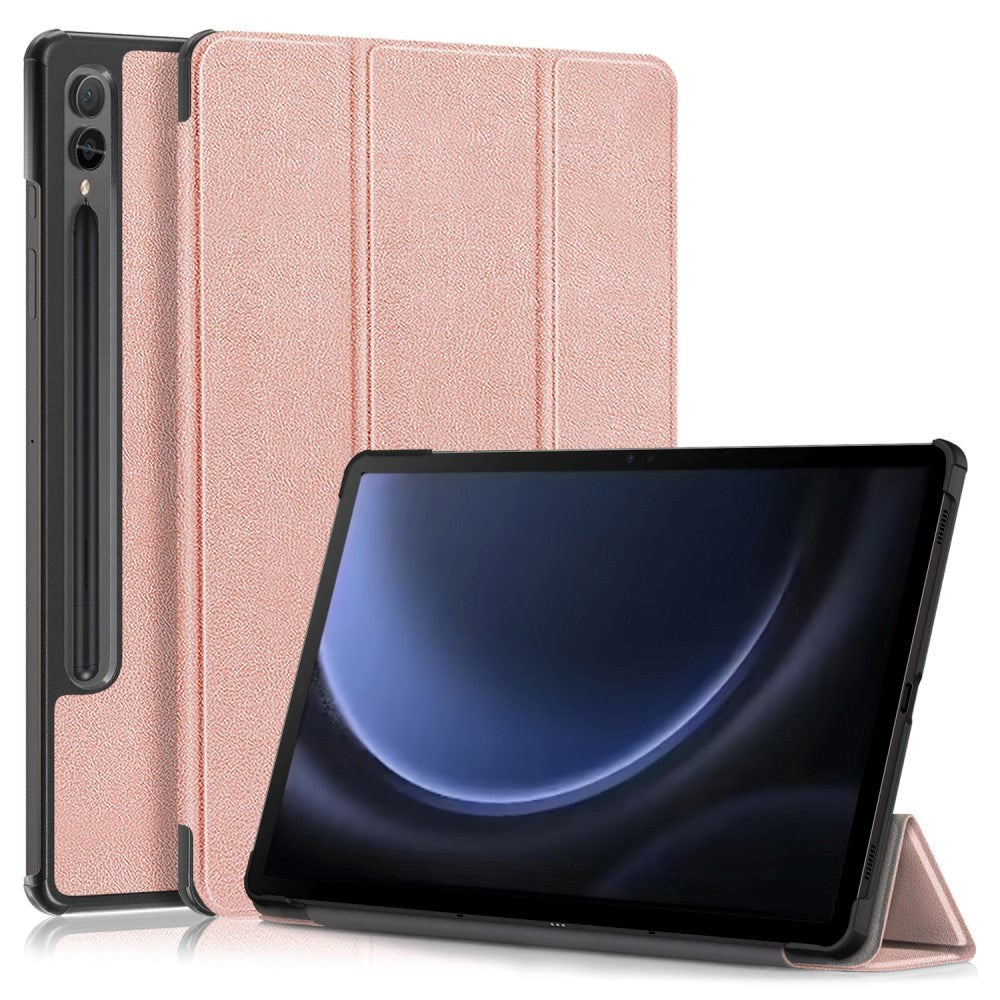 Samsung Galaxy Tab S9 FE + (Plus) Tri-Fold Læder Flip Cover m. Standerfunktion - Rose Gold