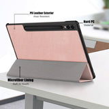 Samsung Galaxy Tab S9 FE + (Plus) Tri-Fold Læder Flip Cover m. Standerfunktion - Rose Gold