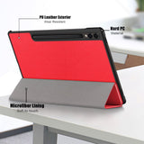 Samsung Galaxy Tab S9 FE + (Plus) Tri-Fold Læder Flip Cover m. Standerfunktion - Rød