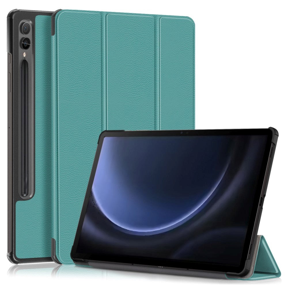 Samsung Galaxy Tab S9 FE + (Plus) Tri-Fold Læder Flip Cover m. Standerfunktion - Grøn