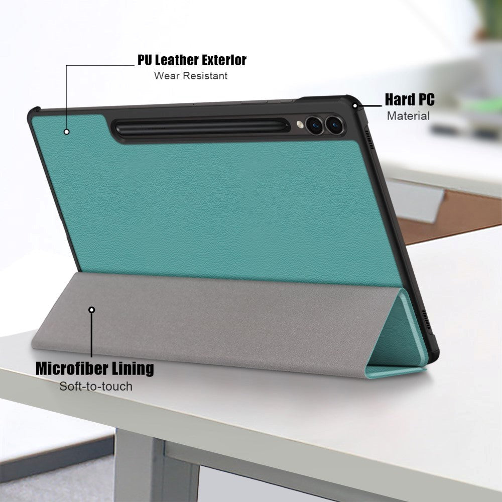 Samsung Galaxy Tab S9 FE + (Plus) Tri-Fold Læder Flip Cover m. Standerfunktion - Grøn