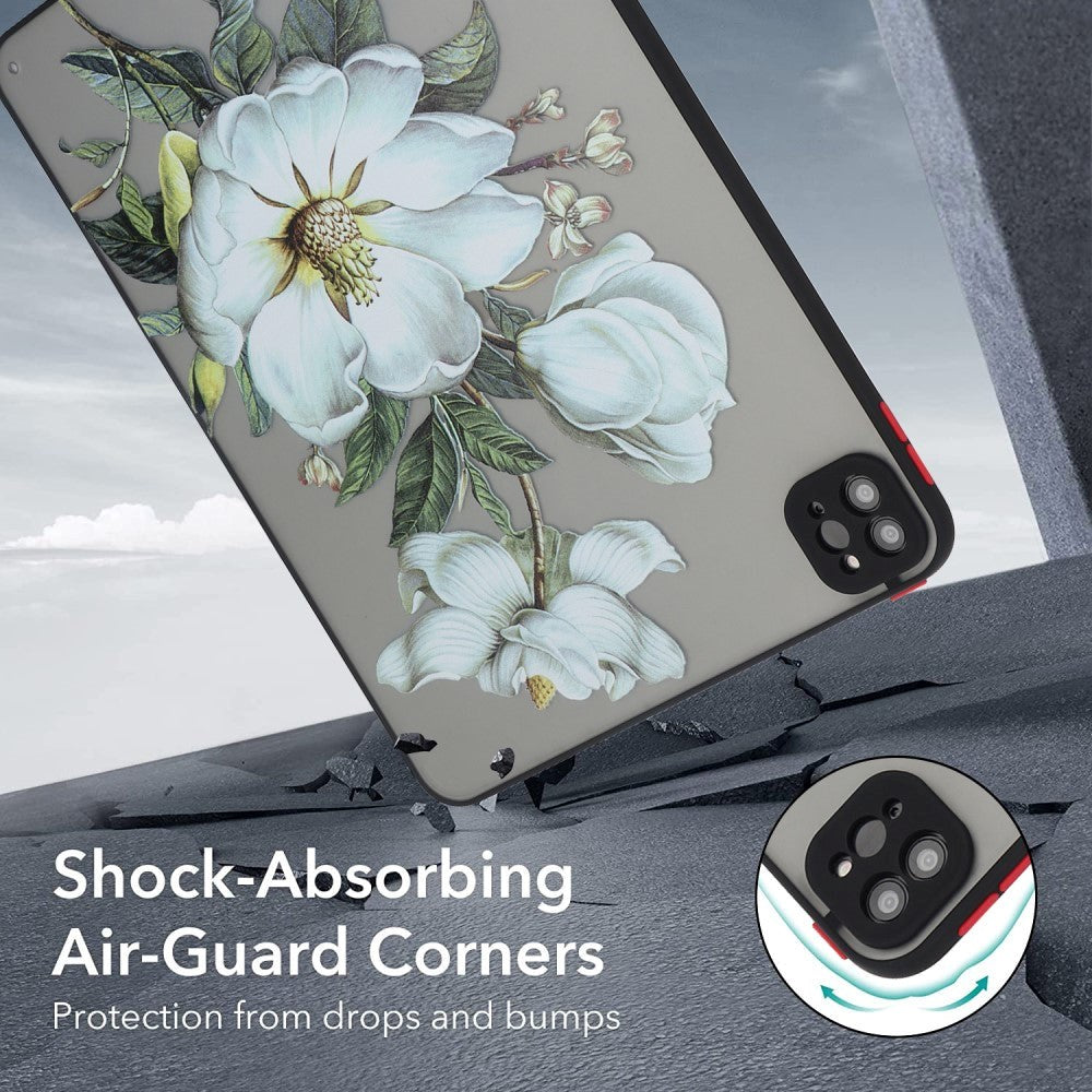 iPad Pro 11" (2022 / 2021 / 2020) Fleksibelt Bagside Cover - Mat Gennemsigtig / Hvide Blomster