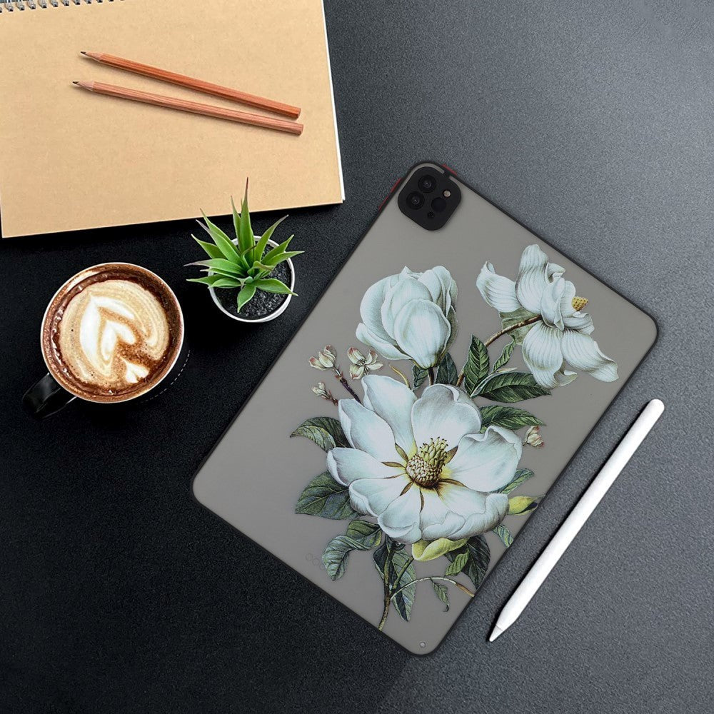 iPad Pro 11" (2022 / 2021 / 2020) Fleksibelt Bagside Cover - Mat Gennemsigtig / Hvide Blomster