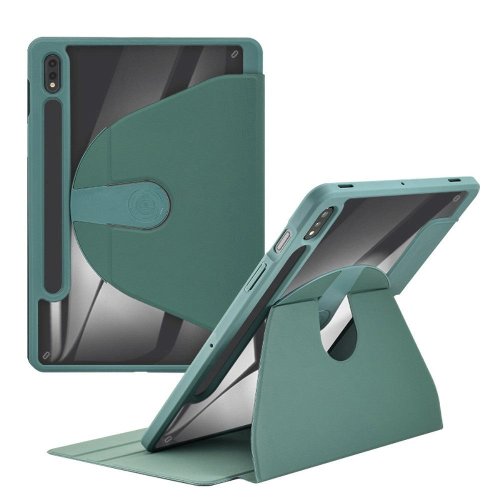 Samsung Galaxy Tab S9+ (Plus) / S9 FE+ (Plus) Hybrid Flip Cover m. Pen Holder - Grøn / Gennemsigtig